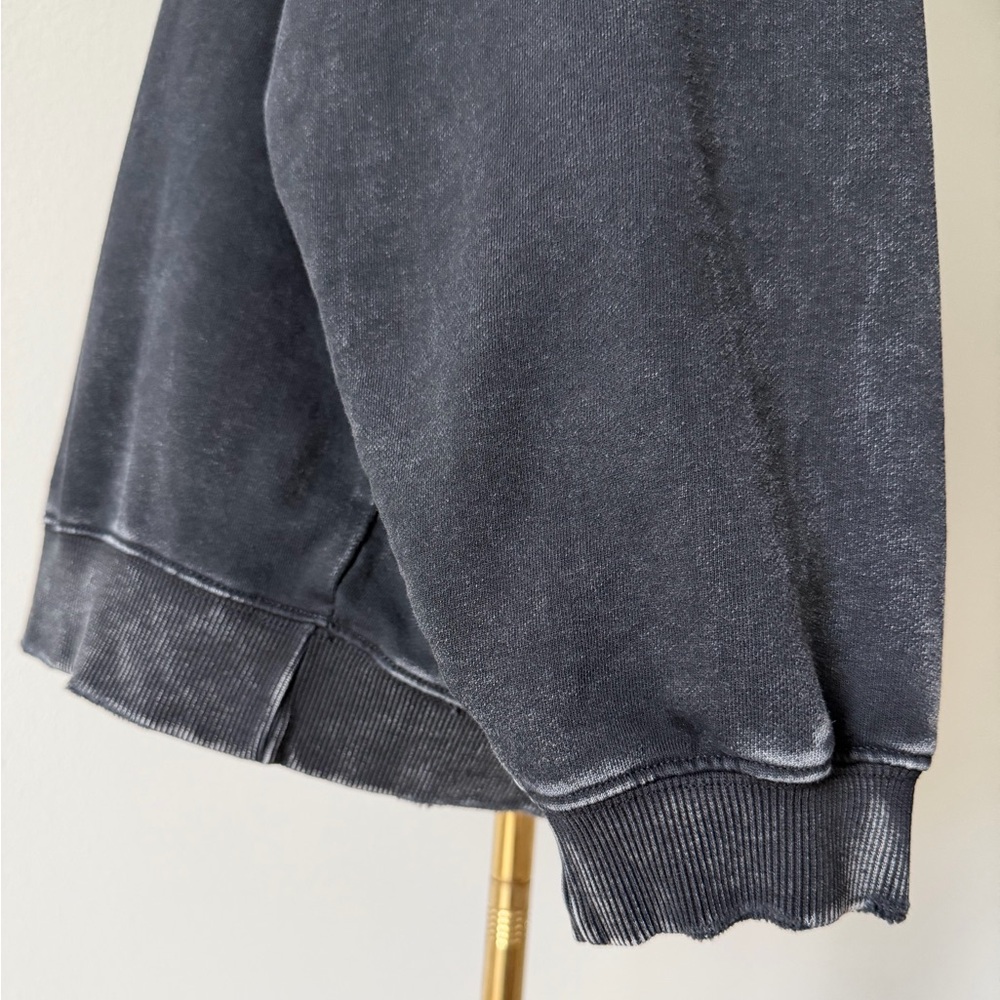 Anine Bing Tyler Cotton Logo Washed Black Crew Neck Sweatshirt-Scandi Girl Style - Picture 5 of 16